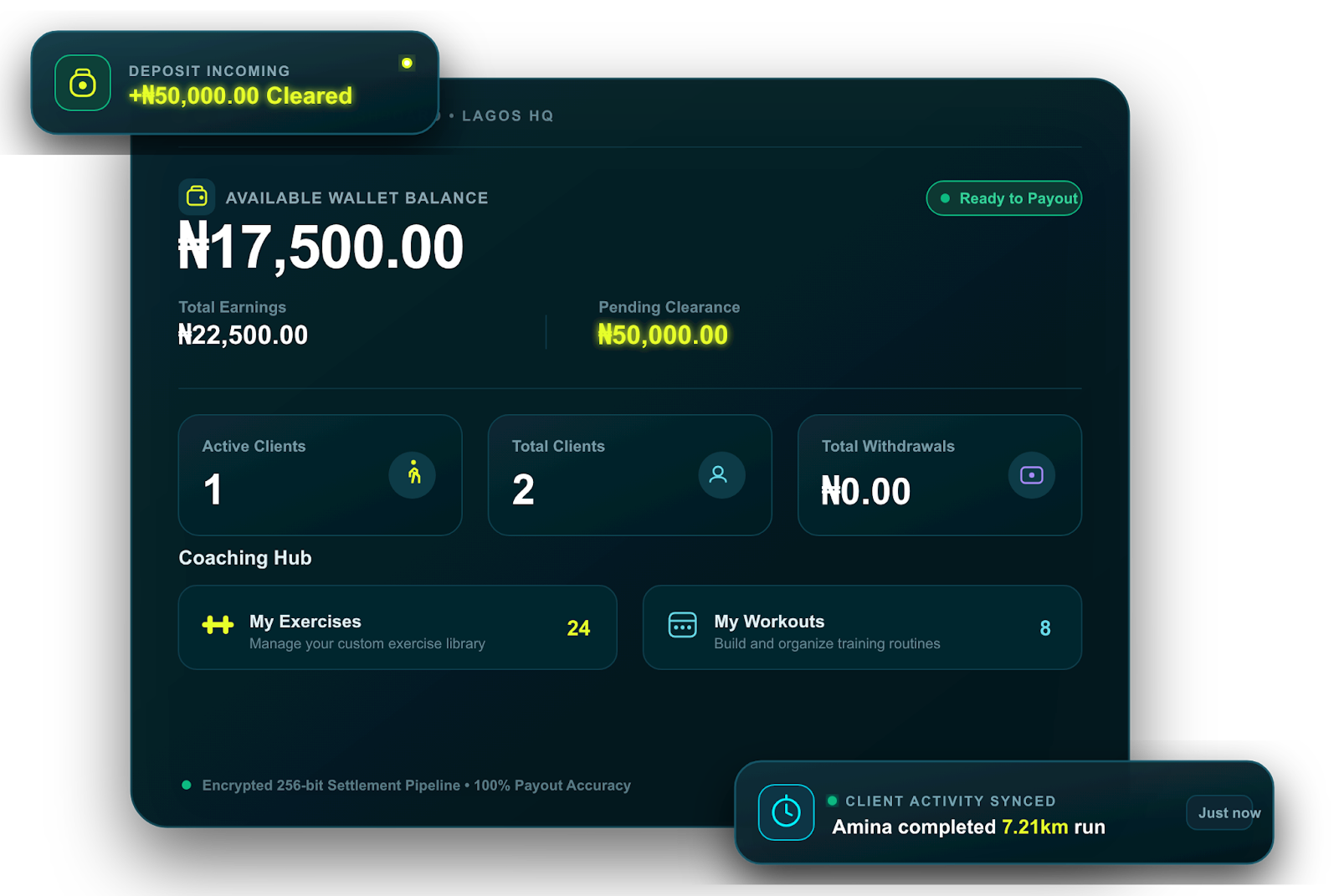 LGFT Coach Earnings Dashboard